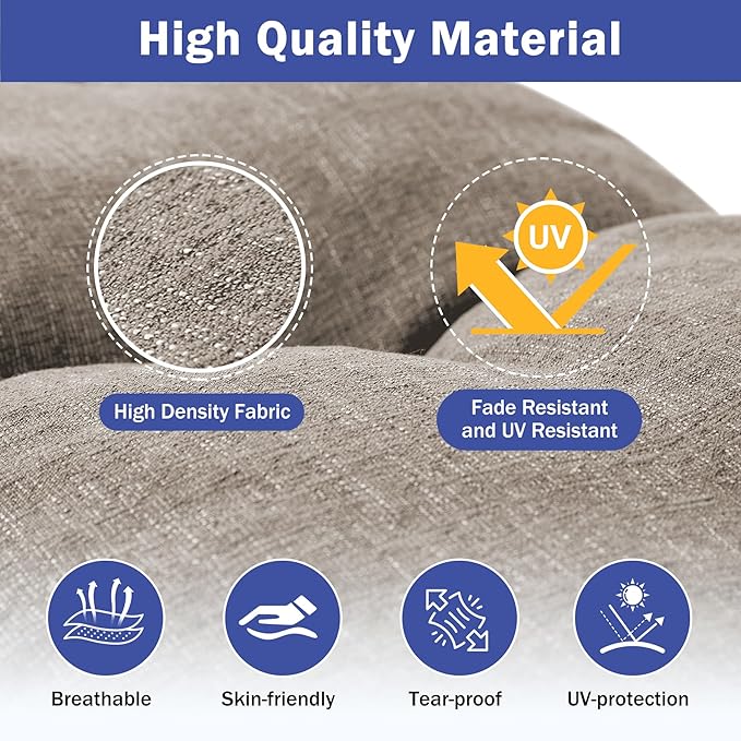 Bench Cushion, 36 x 14 Inch Patio Furniture Cushions with Durable Ties, Soft Memory Foam Bench Cushions for Indoor/Outdoor Furniture with Non-Slip Bottom, Kitchen&Dining, Khaki