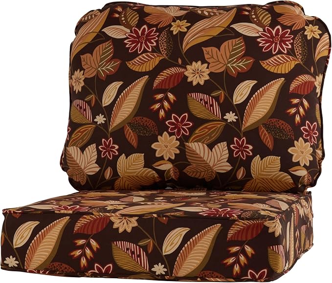 Greendale Home Fashions Outdoor Reversible 2-Piece Deep Seat Cushion Set, Russet Floral