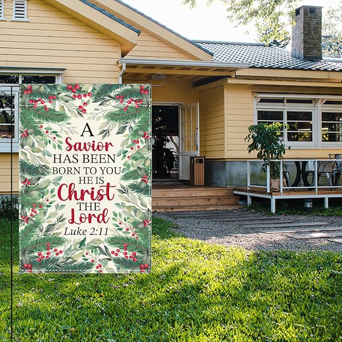 Religious Scripture Christmas Garden Flag Xmas Christian Nativity Winter Holiday Outside Outdoor Lawn Decorations Yard Flag Double Sided 12x18 Inch