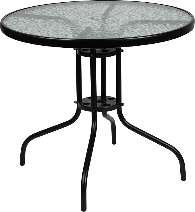 Flash Furniture Nantucket 6 Piece Red Patio Garden Set with Table, Umbrella and 4 Folding Chairs