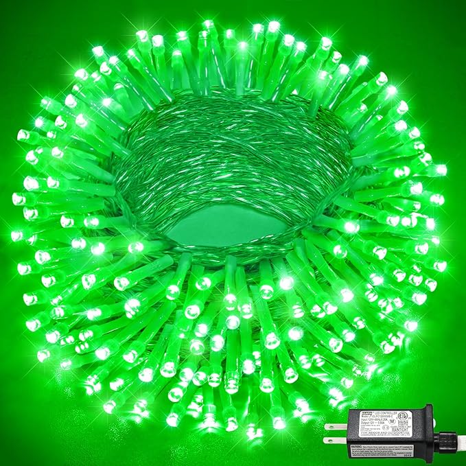 66FT 200 LED Outdoor String Lights, Connectable St Patricks Day Lights Waterproof with 8 Modes, Plug in Clear Wire Twinkle Lights for Indoor Room Home Wedding Patio Yard Decorations, Green