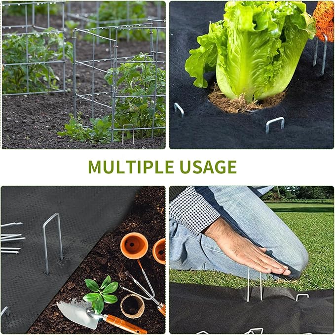 Whonline 560pcs 6 Inch Landscape Staples, Garden Staples Galvanized 11 Gauge U-Shaped Landscape Pins Ground Garden Fence Stakes Tent Yard Lawn Staples for Landscaping Fabric Irrigation Tubing