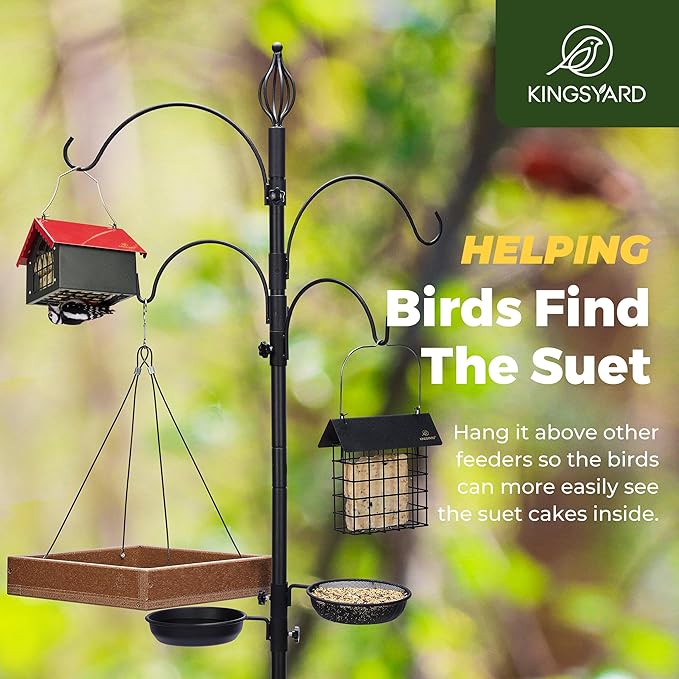 Kingsyard Double Upside Down Suet Feeder with Weatherproof Roof, All Metal Suet Feeders for Outdoors Hanging, Great for Downy Woodpecker Nuthatch Chickadee, Red
