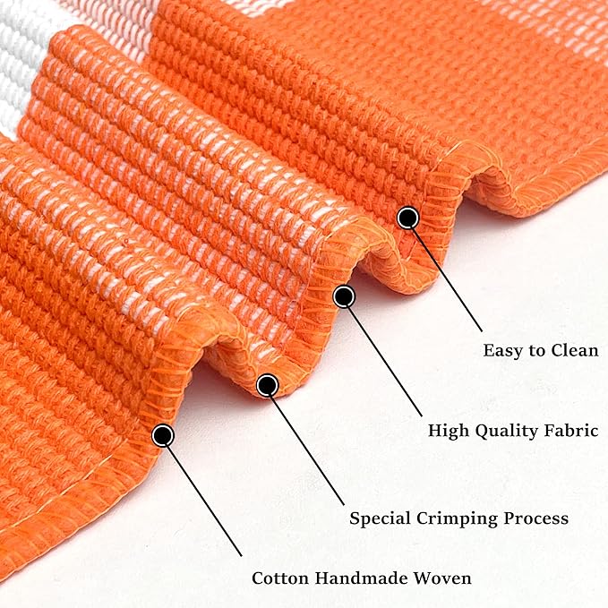 IOHOUZE Fall Buffalo Plaid Check Rug Outdoor Doormat 27.5 x 43 Inches Washable Woven Porch Decor Welcome Mats for Front Door/Farmhouse/Entryway/Home Entrance Orange and White Outdoor Rug