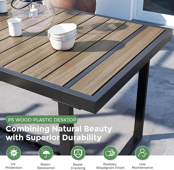 7 Piece Patio Dining Set for 6, Outdoor Furniture Set Includes 67" Rectangle Patio Table and 6 Textilene Dining Chairs, Outdoor Table and Chairs for Outsides, Backyard, Garden and Poolside