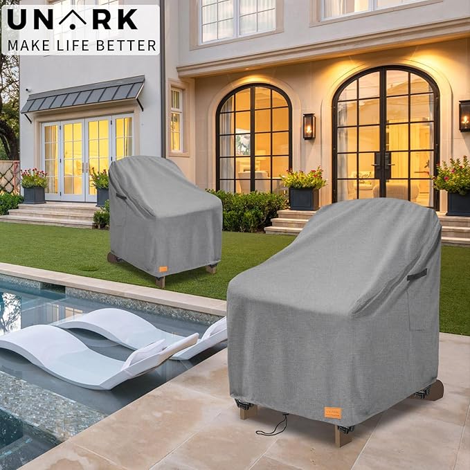 Outdoor Adirondack Chair Covers 28W x 32D x 35H Inches, Patio Furniture Covers Waterproof Heavy Duty Outdoor Swivel Chair Cover,Gery