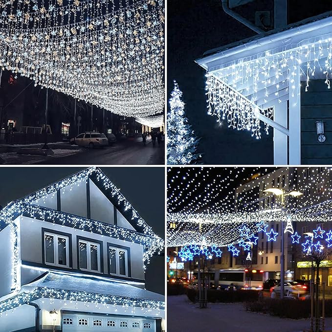 Dailyart Solar String Lights Outdoor, 2 Pack 240 Led Solar Fairy Lights for Outside Waterproof 170ft Cool White Solar Lights 8 Lighting Mode Solar String Lights for Outside,Garden,Courtyards,Trees
