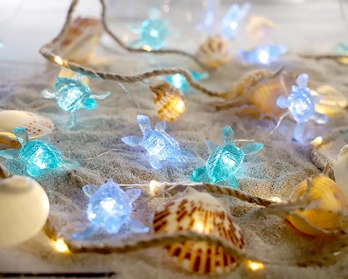 Seashell Garland Ocean Light for Beach Decor 7.2FT 39LED Battery Operated Coastal Garland Magic Conch Shell Beach Decorations for Home Coconut Girl Room Decor