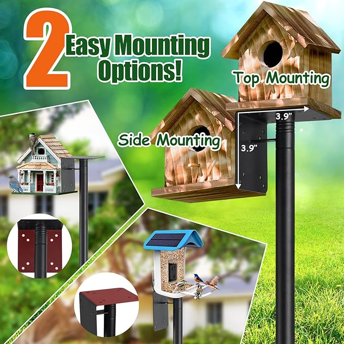 Heavy Duty Bird Feeder Pole - 103" Extra Tall Bird House Stand Outdoor, Anti-Tip Stakes & Stable Mount for Smart Camera Birdfeeder,Bluebird House, BirdBuddy, Birdfy