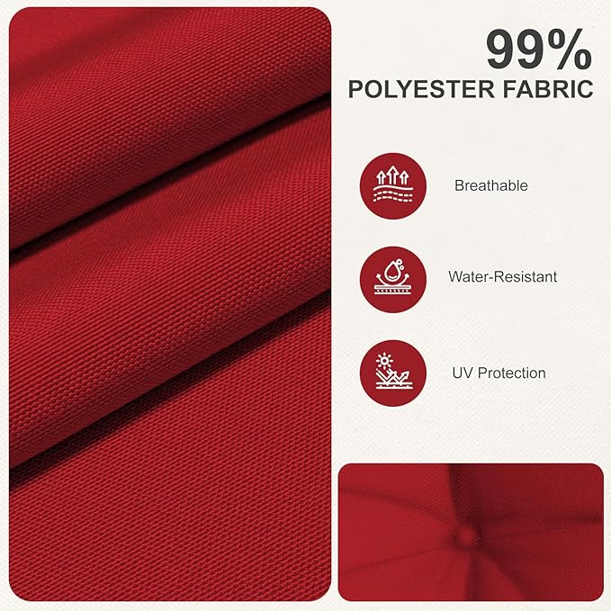 Outdoor High Back Chair Cushions 2-Pack, 44"x22"x 4" Fade-Resistant Waterproof Tufted Pads with Ties for Patio Rocking & Adirondack Chairs (Red)