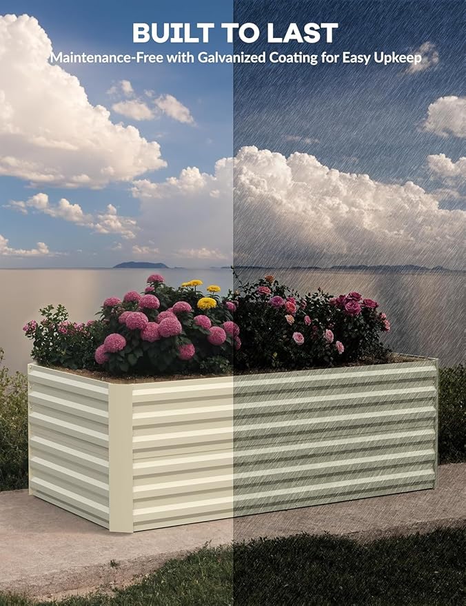 2PCS 0.5mm 8x4x2ft Galvanized Raised Garden Bed Outdoor,Rust-Resistant Raised Garden Beds for Gardening, Easy Assembly Outdoor Garden Box & Planters