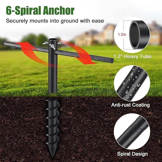 Heavy Duty Bird Feeder Pole Outdoor, 73" - 1.2 Inch Metal Stake, Squirrel Proof, Weather Resistant Black