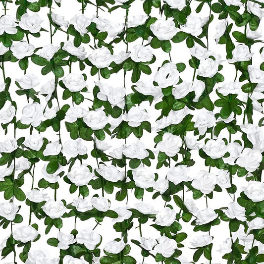 BLEUM CADE 2Pcs 16.4Ft Flower Garland Artificial Rose Vines for Bedroom, Cute Fake Hanging Flower Vines Floral Garland Decorations for Wedding Party Wall Room Decor Aesthetic