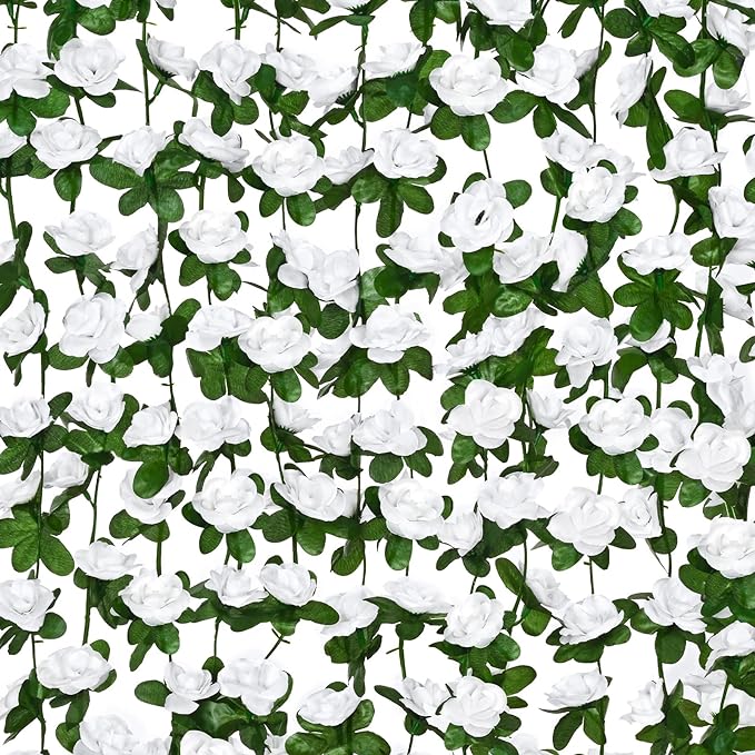 BLEUM CADE 5Pcs 41Ft Flower Garland Artificial Rose Vines for Bedroom, Cute Fake Hanging Flower Vines Floral Garland Decorations for Wedding Party Wall Room Decor Aesthetic