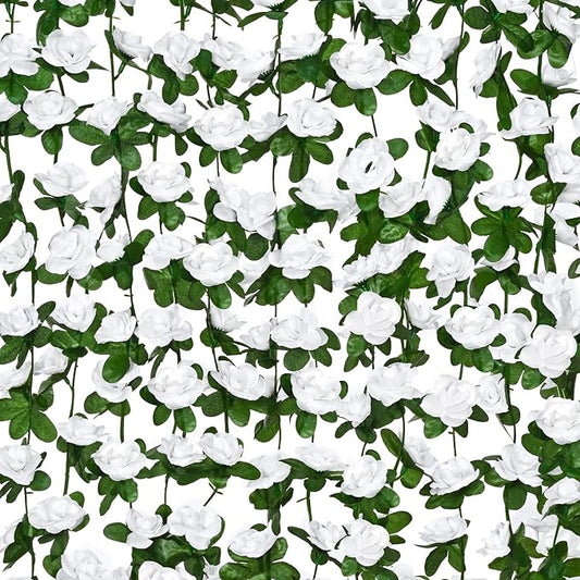 BLEUM CADE 5Pcs 41Ft Flower Garland Artificial Rose Vines for Bedroom, Cute Fake Hanging Flower Vines Floral Garland Decorations for Wedding Party Wall Room Decor Aesthetic