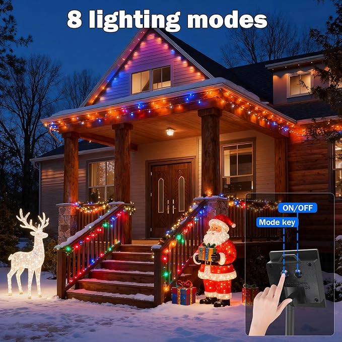 SOLARBABY 2 Pack Solar Christmas Lights Outdoor,Total 74Ft 200 LED Solar String Lights Outdoor with 8 Modes,Waterproof Multicolor Fairy Light for Outside Garden Yard Xmas Tree Christmas Decoration