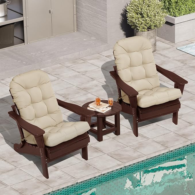 Crestlive Products Sunbrella Adirondack Chair Cushion Outdoor Chair Cushions Water Resistant 50x20x4 Inch High Back Patio Cushions Set of 2 Thick Replacement Cushions Antique Beige