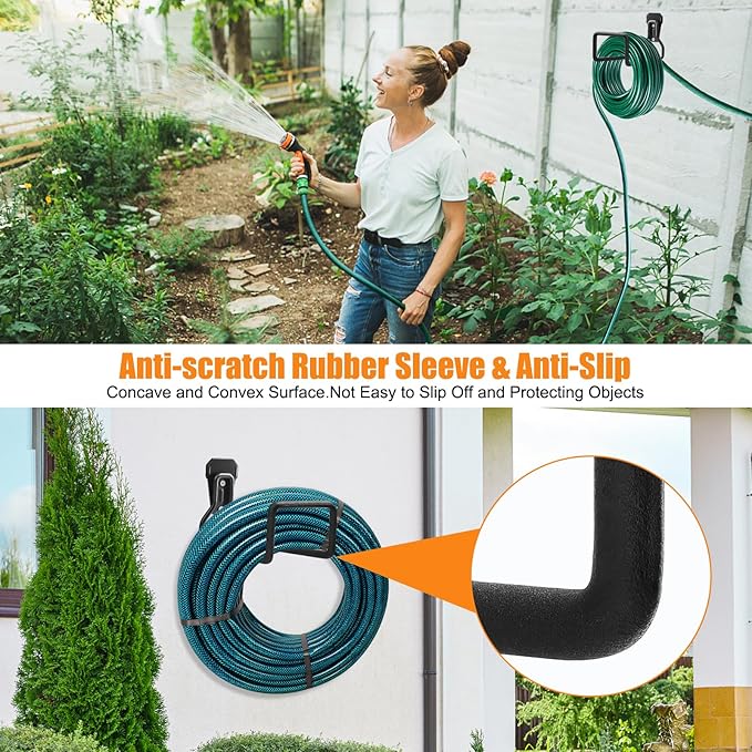 Garden Hose Holder, Heavy Duty Garden Hose Reel Wall Mount Water Hose Holder for Outdoor, Outside Yard & Garden, Garden Hose Storage for Water Hose, Extension Cords, 1 Pack