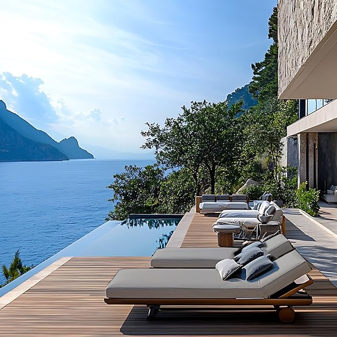 Outdoor Chaise Lounge Cushions for Patio, 71"x22"x3" Lounge Chair Cushions Set of 2, Waterproof Replacement Seat Pad for Outdoor Furniture (Grey, 2 Pcs)