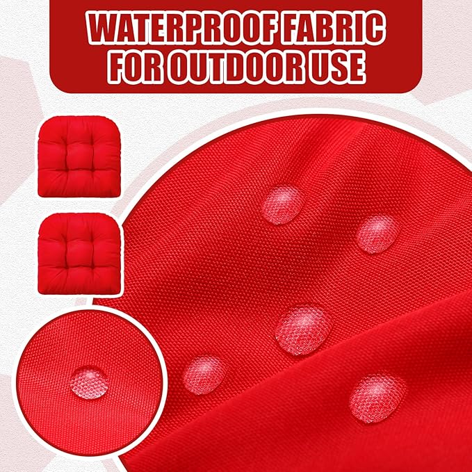 Barydat 3 Pack Wicker Furniture Cushions Waterproof Outdoor/Indoor Tufted Wicker Chair Cushions 1 Loveseat and 2 U-Shape Rattan Chairs for Patio Furniture, Rattan Love Seat, Bench(Red)