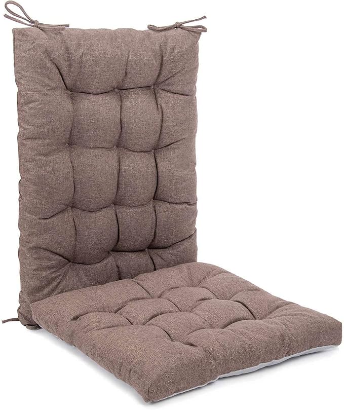 Rocking Chair Cushions Comfortable Tufted Seat Cushion Pads Non-skid Backed Set of Backrest Cushion and Seat Bottom for Porch Rocker Adirondack Chair (Chocolate, Backrest-24X17,Bottom-17x17)