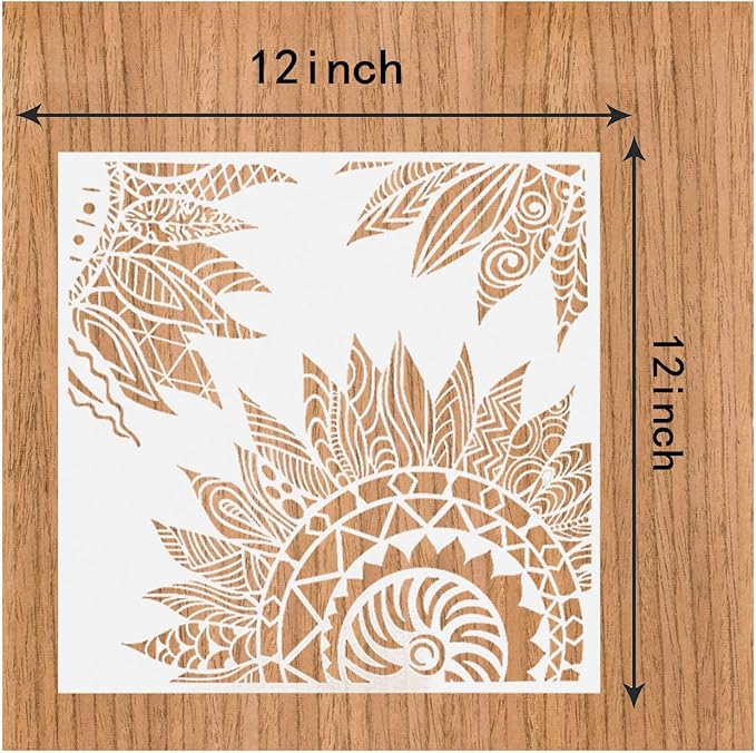 9 Pack(12x12 Inch) Large Mandala Stencils, Reusable Stencils for Painting Template Stencils Painting DIY Easter Decor Art Scrapbook on Wood, Floor, Wall, Tile