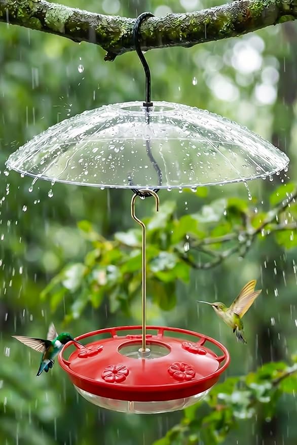 FEED GARDEN 16oz Hummingbird Feeder for Outdoors – Leak-Resistant with Rainproof Dome, Ant Moat & 5 Feeding Ports, Easy Fill & Clean Hanging Nectar Feeder