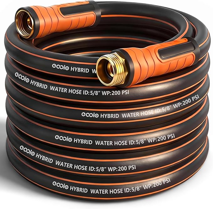 Garden Hose 35 ft x 5/8", Heavy Duty Water Hose, Flexible and Durable, Kink Resistant Lightweight Hybrid Hose, Leakproof Yard Hose with Male to Female Fittings