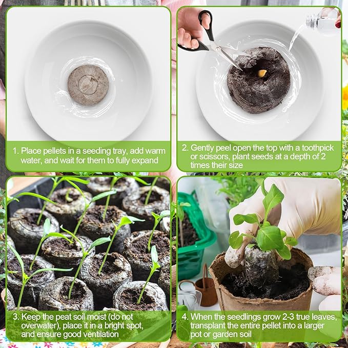 Legigo 500 Pcs 30mm Seed Starter Peat Pellets for Seedlings- Compressed Seed Starter Pods Seed Starting Pellets Plugs Soil Peat Pods for Starting Seeds, Garden Planting Herb Flower Vegetables