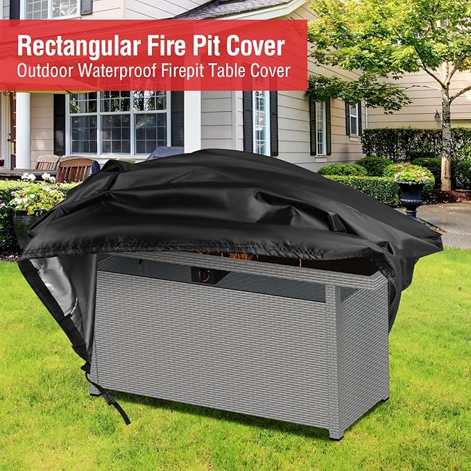 Rectangular Fire Pit Cover for Best Choice Products 57 inch Propane Gas Fire Pit Table,Outdoor Waterproof Firepit Table Cover - 57 X 22 X 25 Inch