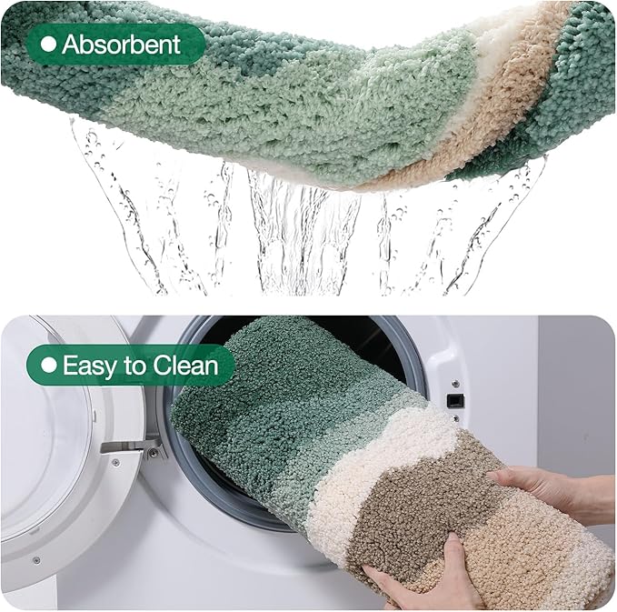 LUMI Beach Bathroom Rugs, Non Slip Bath Mat Ultra Soft Washable Absorbent Quick Dry, Ocean Sea Theme Bath Rug with Starfish Shell for Shower Floor, Kitchen Decor, Kids Room, 20"x32"