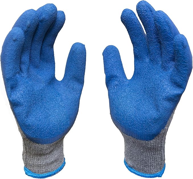 G & F Products - 3100-10 120 Pairs Large Rubber Latex Double Coated Work Gloves for Construction, gardening gloves, heavy duty Cotton Blend Blue