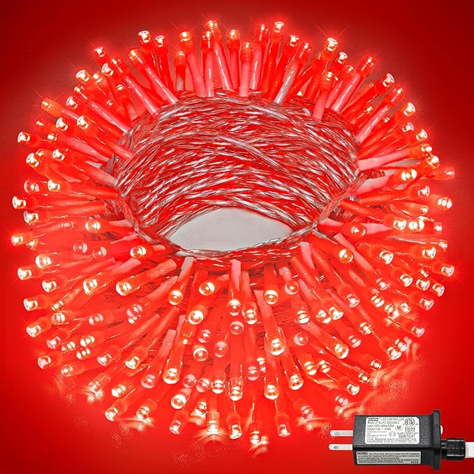 66FT 200 LED Outdoor String Lights, Connectable Valentines String Lights Waterproof with 8 Modes, Plug in Twinkle Fairy Lights Clear Wire for Indoor Bedroom Home Wedding Patio Decorations, Red