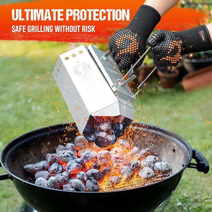Onlyfire BBQ Gloves 1472°F Heat Resistant Grill Gloves Fireproof Oven Gloves for Cooking, Grilling, Barbecue, Smoker, Baking, Frying, Black