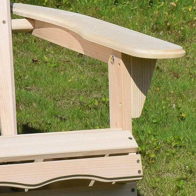 Foldable Wooden Adirondack Chair, Outdoor, Garden, Lawn, Deck Chair, Natural, MPG-ACE010KIT
