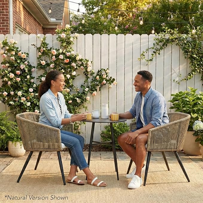 Best Choice Products Set of 2 Patio Dining Chairs, Outdoor Seating for Backyard, Poolside, Balcony w/Woven Wicker Design, 250lb Weight Capacity - Natural/Black