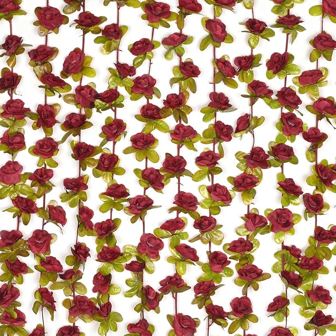 BLEUM CADE 5Pcs 41Ft Flowers Garland Artificial Rose Vines for Bedroom, Cute Fake Hanging Flower Vines Floral Garland Decorations for Wedding Party Wall Room Decor Aesthetic