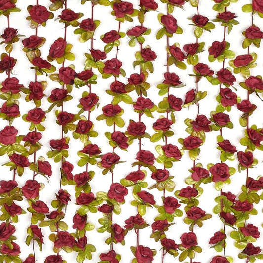 BLEUM CADE 12Pcs 98.4Ft Flowers Garland Artificial Rose Vines for Bedroom, Cute Fake Hanging Flower Vines Floral Garland Decorations for Wedding Party Wall Room Decor Aesthetic