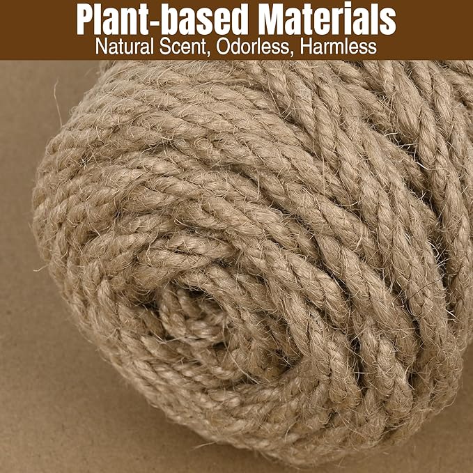 Jute Twine 5mm 230 Feet Thick Natural Jute Twine String for Heavy Duty Gardening, Bundling, Cat Scratching Post, DIY Crafts(2Rolls, 115Feet/Roll)