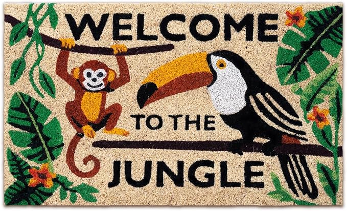 Coir Door mats Outdoor - Welcome to The Jungle - Welcome mats for Front Door - Coir Doormat Outdoor Entrance - 16''x27.5''