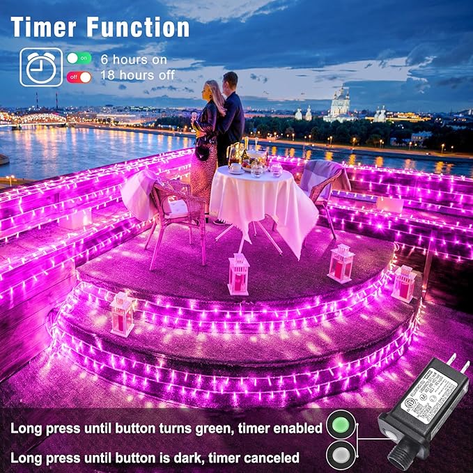 165FT 500 LED Outdoor String Lights, Connectable Pink Valentines Lights Waterproof with 8 Modes, Plug in Twinkle Fairy Lights Clear Wire for Indoor Bedroom Patio Wedding Garden Decorations