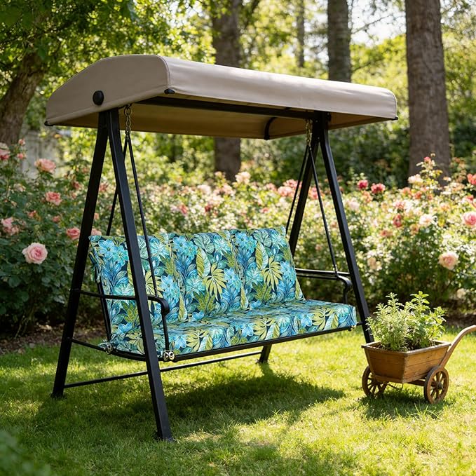 COZYVIDA Outdoor Dining Chair Cushion, Set of 2, 20" x 42",C0 Water-Resistant Breathable Polyester, UV-Resistant 1000+ Hrs, 30D Foam with Recycled Fiber Fill, YKK Zippers, Jungle Floral