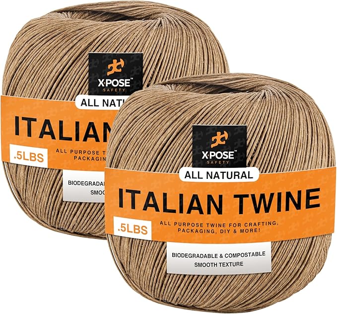 Ruby Italian Spring Twine - 4 ply 1/2 Pound Italian Ball Twine String - Upholstery Webbing - Natural Wax Coated Cord - for Upholstery Supplies, Reupholstery of Springs, and Furniture Repair 2 Pack