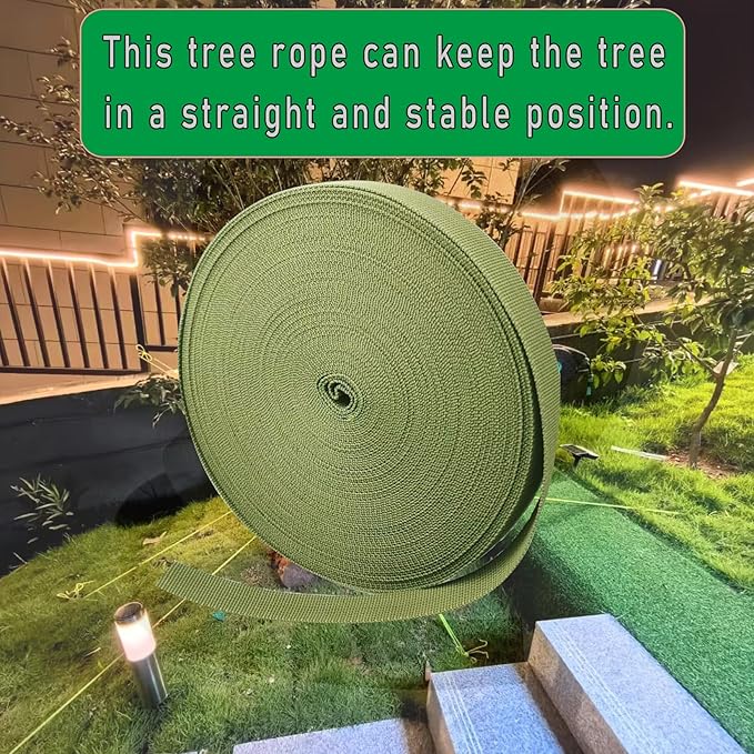 1 Roll 65.6 Feet Tree Tie for Plant Support Garden Strap 1 Inch Width Staking and Guying Material 1,800 Lbs Strength (Coffee)