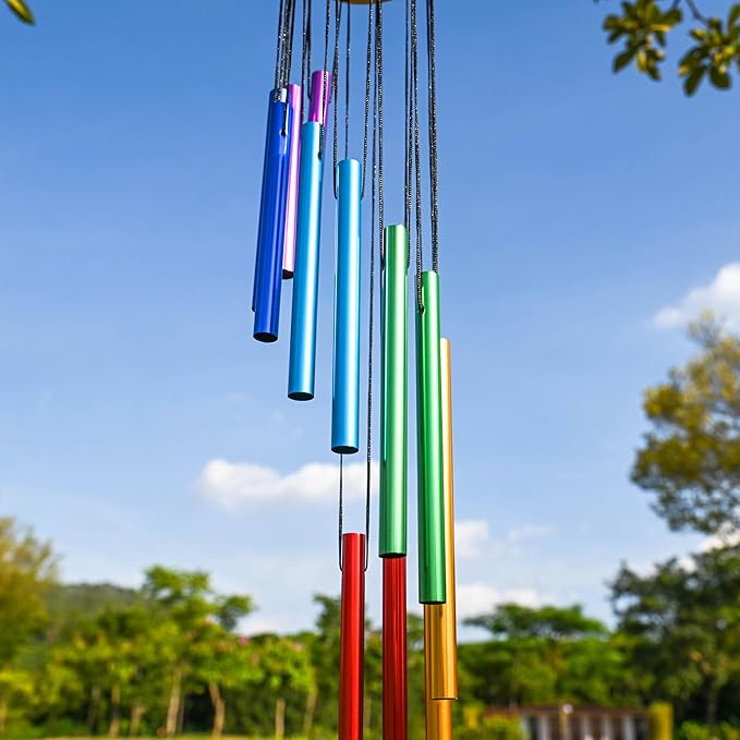 Outdoor Colorful Wind Chimes for Outside with 12 Aluminum Tubes for Garden Patio Balcony and Home Decor, WLM03