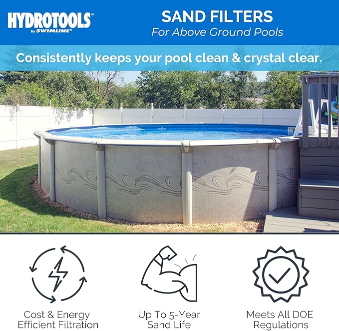 SWIMLINE HYDROTOOLS Pool Sand Filter Pump For Above Ground & Inground Pool | 22 Inch Cleaner System VARIABLE DUAL 2-SPEED 1.5 HP Horsepower 4980 GPH | For Pools Up To 21000 Gallons 7 Way Valve