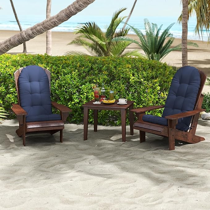 Outdoor Adirondack Chair Cushion, 50x21x4 Inch Rocking Chair Cushions, High Back Patio Soft Seat Pad with Ties, Indoor Outside Use, Fade-Resistant & Waterproof, Dark Blue