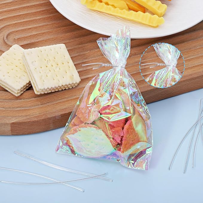 200 Pcs 4 inch Clear Twist Ties Reusable Plastic Metal Wire Twists Tie Garden Twist Ties for Plastic Coffee Bags, Gift Wrapping, Crafts, Plants