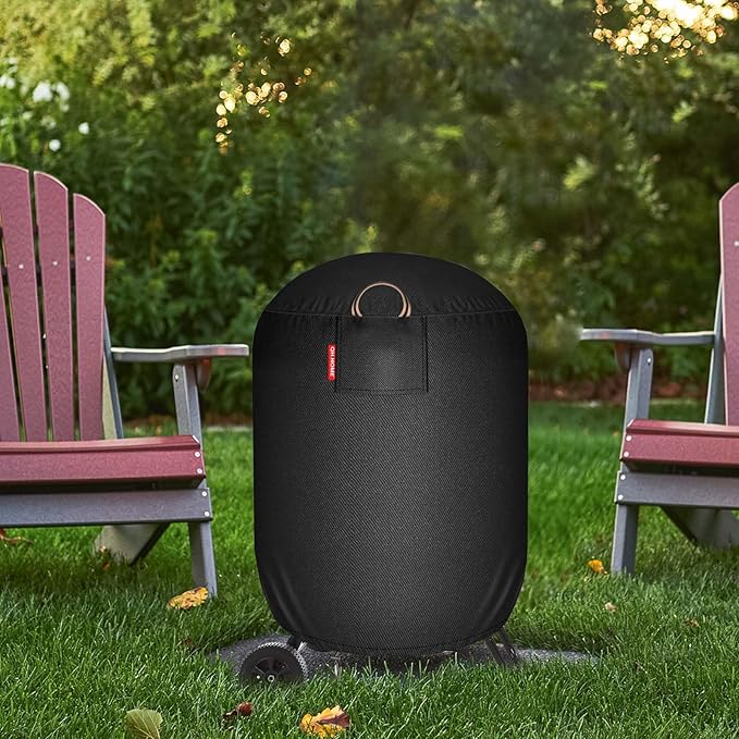 [2026 Upgraded 900D Fabric] Fire Pit Cover Round for Fire Sense 01471 Fire Pit, 30"D x 44"H Wood Burning Fire Pit Cover, 900D Heavy Duty Waterproof Fabric for Outdoor Chiminea-Black
