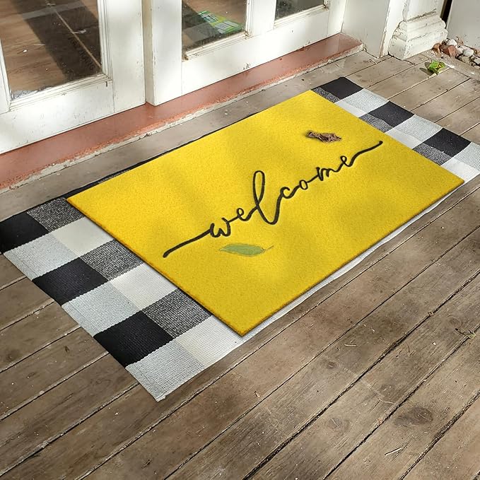 AAZZKANG Yellow Outdoor Mat Front Door Indoor Welcome Doormat Large 24"x36",Anti Slip Rubber Door Mat,Quickly Absorb Mud Easy to Clean Entrance Mats